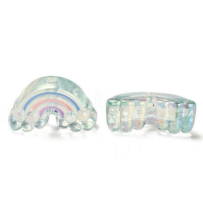 UV Plating Rainbow Iridescent Acrylic Enamel Beads OACR-G012-08-1