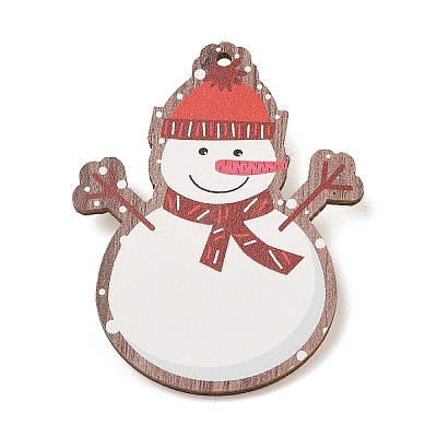 Christmas Theme Wood Printed Brooches for Women JEWB-Z029-01C-1