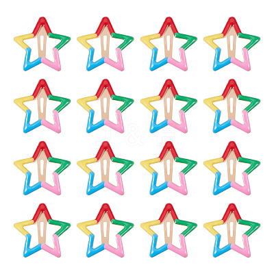 20Pcs Iron Enamel Snap Hair Clips for Girls PHAR-TADJ0001-09-1
