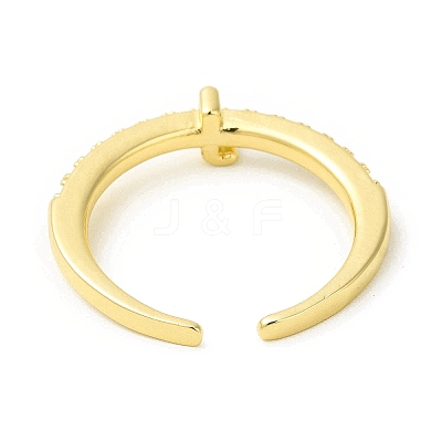 Clear Cubic Zirconia Initial Letter Open Cuff Ring RJEW-H120-09G-1