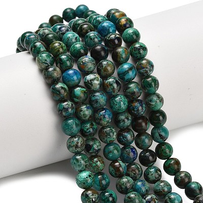 Natural Chrysocolla Beads Strands G-L642-B12-6mm-1