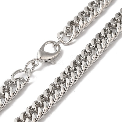 Iron Cuban Link Chain Necklaces for Women Men NJEW-A028-01G-P-1