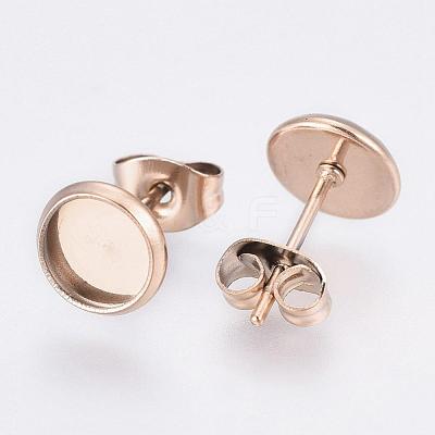 Ion Plating(IP) 304 Stainless Steel Stud Earrings Findings STAS-E117-12RG-1