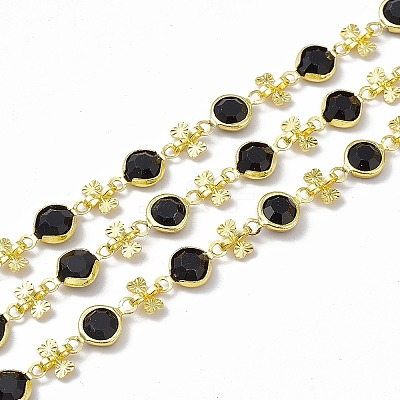 Handmade Brass Flat Round & Heart Link Chains CHC-F015-09G-1