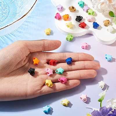 30Pcs 15 Colors Baking Paint Opaque Acrylic Beads ACRP-TA0001-05-1