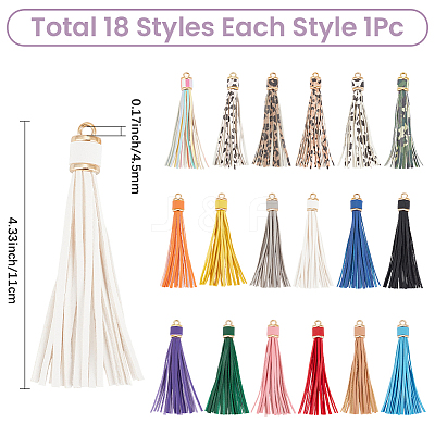 18Pcs PU Leather Tasserl Big Pendants FIND-CL0001-86-1