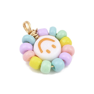 Glass Seed & Acrylic Pendants PALLOY-JF04485-1