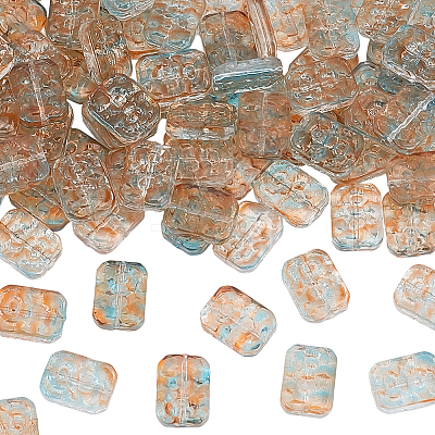 100Pcs Transparent Spray Painted Glass Beads GLAA-PA0001-60B-1