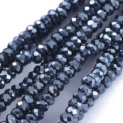 Electroplate Glass Beads Strands GLAA-F079-EP04-1