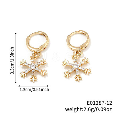 Elegant Brass Micro Pave Clear Cubic Zirconia Snowflake Hoop Earrings & Pendant Necklaces for Women ET8021-5-1