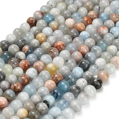 Natural Aquamarine Beads Strands G-F591-29B-8mm-05-1