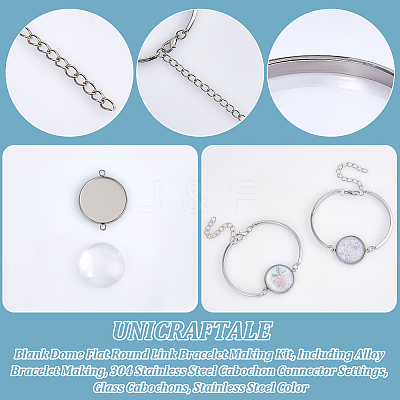 Blank Dome Flat Round Link Bracelet Making Kit DIY-UN0004-60-1