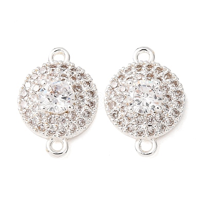 Brass Pave Clear Cubic Zirconia Connector Charms CU-CBAEC99-06S-1