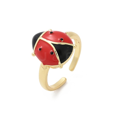 Brass Enamel Cuff Rings for Women RJEW-A059-03G-1