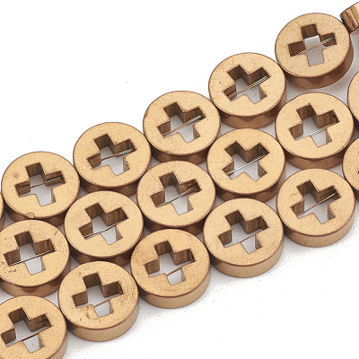 Electroplate Non-magnetic Synthetic Hematite Beads Strands G-T061-107F-1