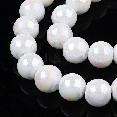 Electroplate Opaque Glass Beads Strands GLAA-T032-P6mm-AB02-1