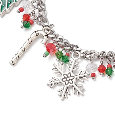 Christmas Series Alloy Enamel Charm Bracelets BJEW-TA00662-1