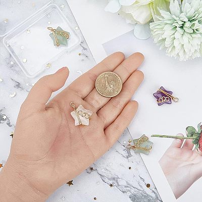 4Pcs Natural Mixed Stone Pendants FIND-FH0005-70-1