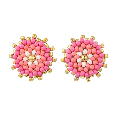 Glass Seed Bead Stud Earrings EJEW-MZ00741-01-1