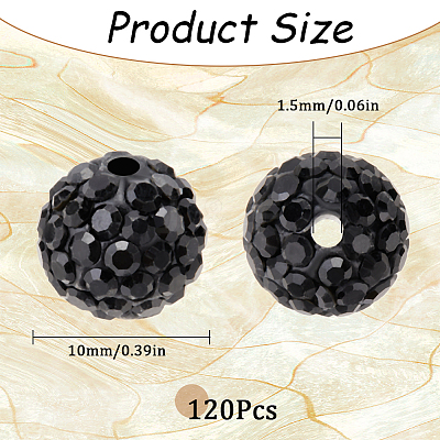 120Pcs Pave Disco Ball Beads RB-SC0001-13A-1