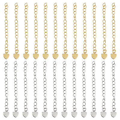 40Pcs 2 Colors Rack Plating Brass Curb Chain Extender KK-DC0004-27-1