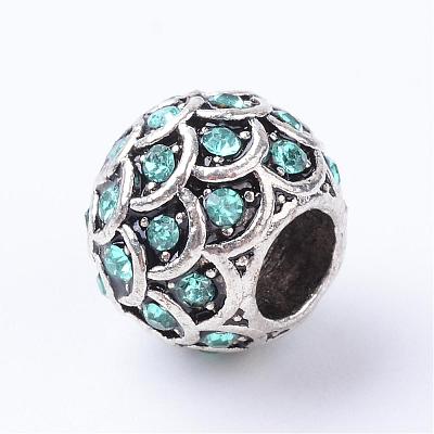Alloy Rhinestone European Beads MPDL-S047-M-1