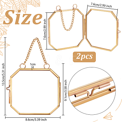 Octagon Brass Glass Hanging Photo Frame AJEW-WH0270-555A-1