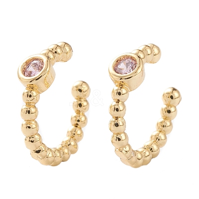 Brass Micro Pave Cubic Zirconia Cuff Earrings LS-EJEW-H109-01E-G-1