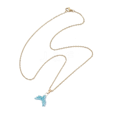 MIYUKI Delica Beads Beaded Mermaid Tail Pendant 304 Stainless Steel Cable Chain Necklaces for Women NJEW-MZ00130-04-1