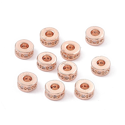 Brass Micro Pave Cubic Zirconia Beads ZIRC-F009-31RG-1