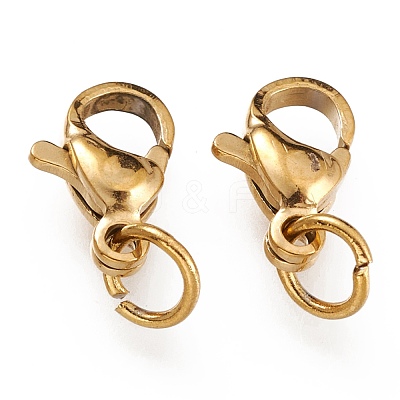 Ion Plating(IP) 304 Stainless Steel Lobster Claw Clasps STAS-G240-01B-G-1