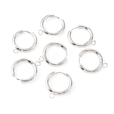 201 Stainless Steel Huggie Hoop Earring Findings STAS-P283-01F-S-1