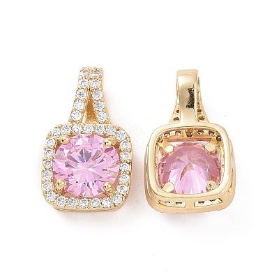 Brass Micro Pave Cubic Zirconia Pendants KK-E068-VC427-1