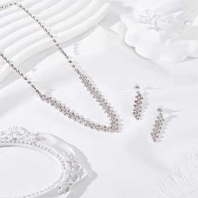 1 Set Iron Jewerly Sets. Rhinestone Necklace & Stud Earring Sets SJEW-LP0001-32S-1