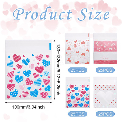 100Pcs 4 Styles Rectangle Plastic Cellophane Bags OPC-TA0001-04-1