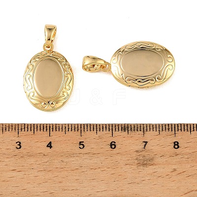 Floral Embossed Brass Locket Pendants KK-CBA7157-04G-1