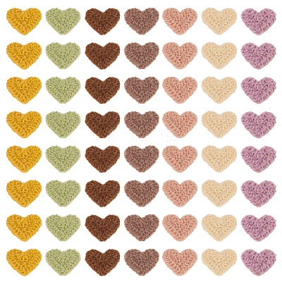 56Pcs 7 Colors Heart Polyester Embroidery Cloth Patches DIY-MA0006-84-1