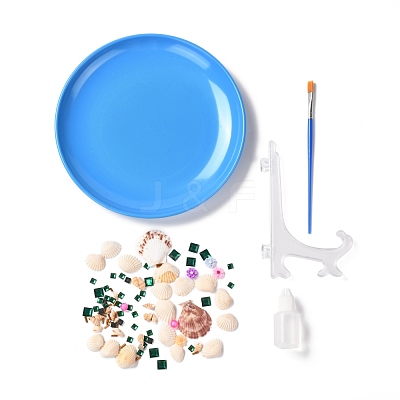 DIY Peacock Pattern Shell Conch Disk Paste Painting For Kids DIY-P035-05-1