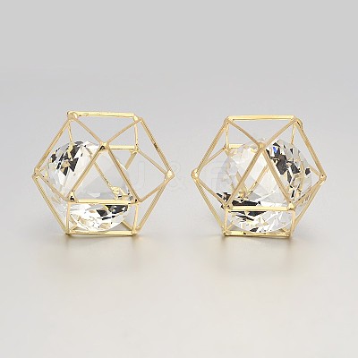 Brass Hollow Polygon Beads KK-M092-D-KCG-1