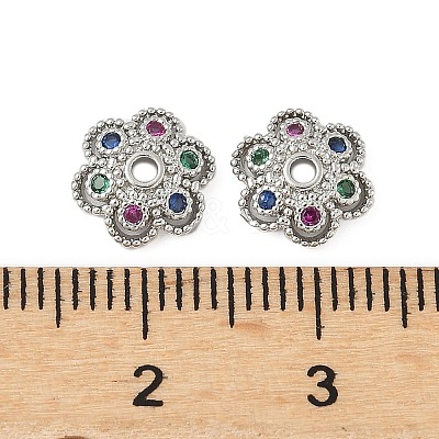 Brass Micro Pave Colorful Cubic Zirconia Bead Caps KK-V015-30P-1
