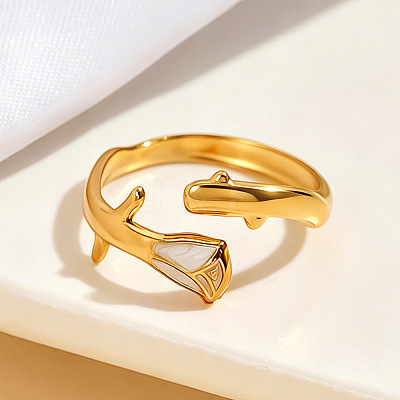 304 Stainless Steel Enamel Cuff Open Rings WG9DB1B-01-1