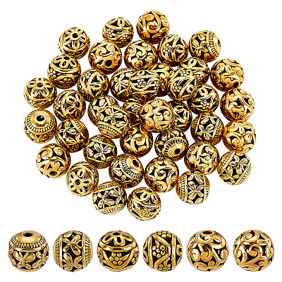 45Pcs 3 Styles Hollow Tibetan Style Alloy Beads FIND-PH0021-10-1