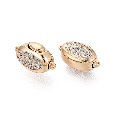 Brass Micro Pave Clear Cubic Zirconia Box Clasps KK-Q074-06G-1