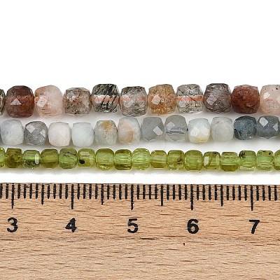 Natural Aquamarine & Rutilated Quartz & Prehnite Beads Strands G-RM2025-C44-G-1