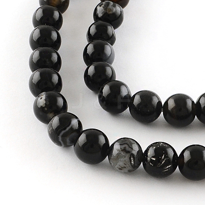 Natural Black Onyx Round Bead Strands X-G-R198-12mm-1