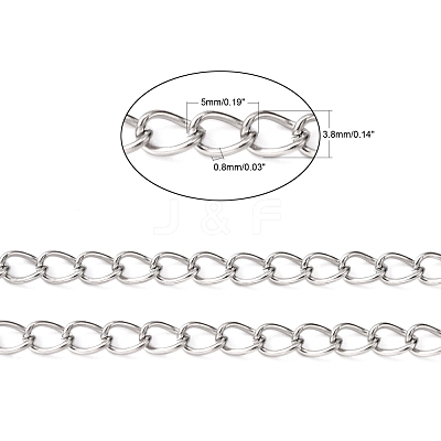 Non-Tarnish 3.28 Feet 304 Stainless Steel Curb Chains X-CHS-Q001-22-1