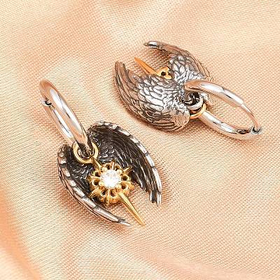 316 Surgical Stainless Wing Hoop Earrings EJEW-C160-12AS-01-1