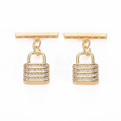 Brass Micro Pave Clear Cubic Zirconia Toggle Clasps KK-S356-724-1
