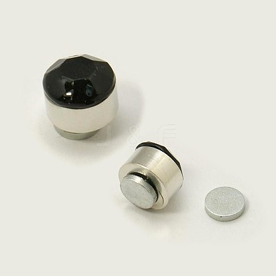 Stainless Steel Magnetic Ear Studs with Rhinestone EJEW-I054C-03-1