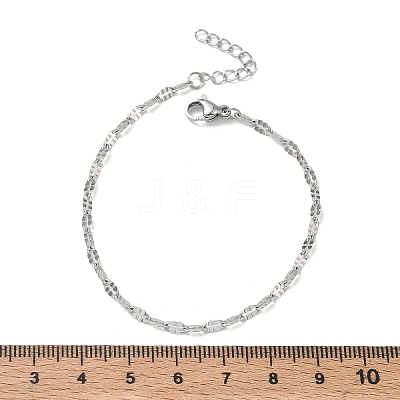304 Stainless Steel Dapped Chains Bracelets for Women BJEW-D466-08C-P-1